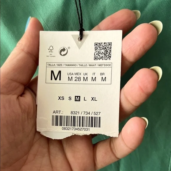 Zara green leg slit Midi Skirt M - Picture 6 of 7